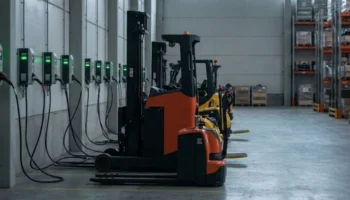 Consumo Montacargas Eléctrico, equipos siendo recargados